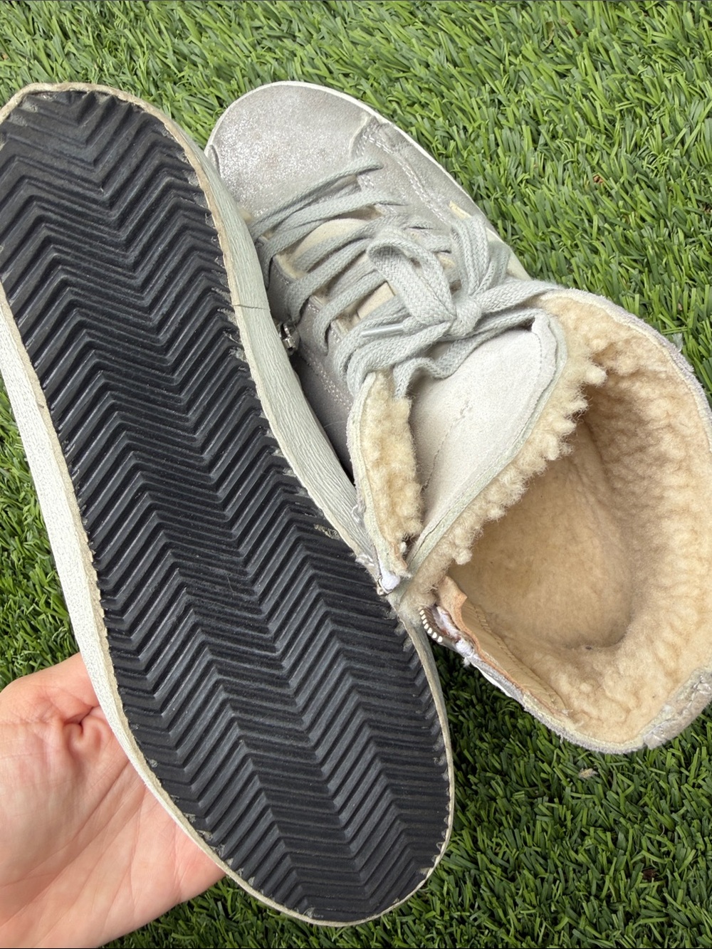 Golden Goose Silver High-Top Sneakers with Star - Picture 5 of 8